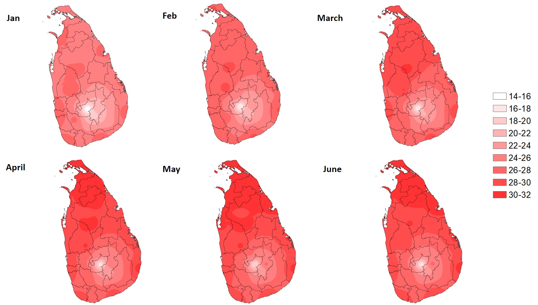 Monthly Average Temperatures of Sri Lanka