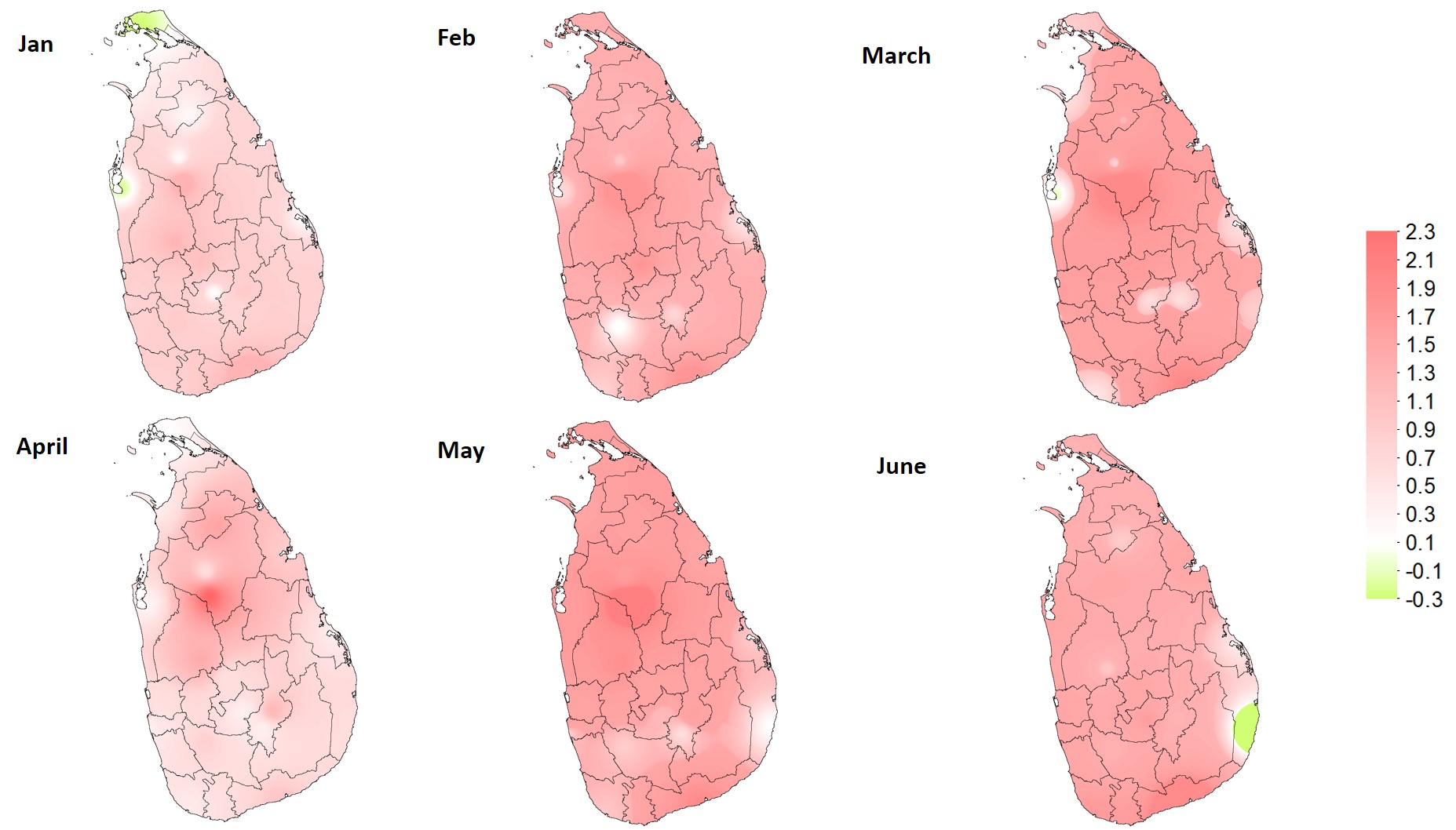 Monthly Temperatures Anomalies of Sri Lanka